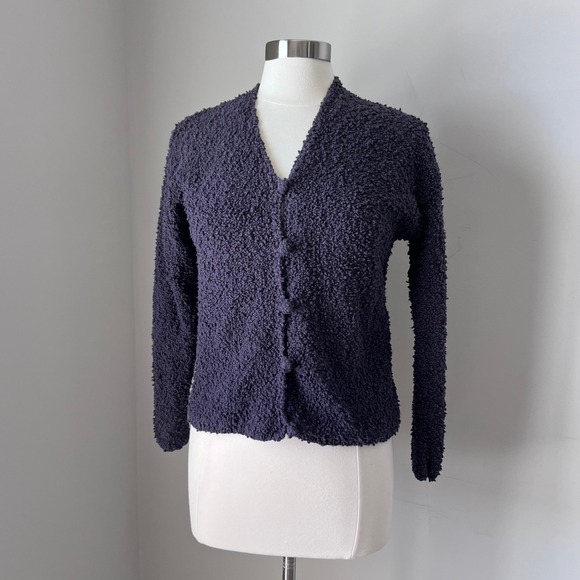 Eileen Fisher Vtg 2 Pc Set Textured Knit‎ Cardigan and Striped Midi Dress Small - Picture 7 of 16